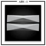 Two Luxture Abstract ABS-1 geometric wall panels with faceted surfaces, creating an hourglass shape against a black background.