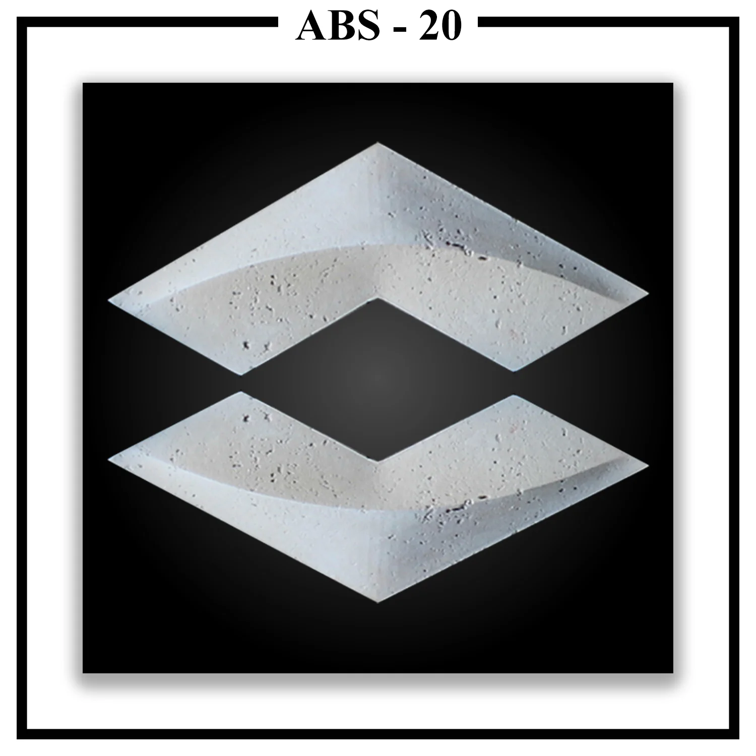 Two Luxture Abstract ABS-20 V-shaped textured panels arranged to form a diamond shape against a black background.