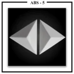 Two Luxture Abstract ABS-5 triangular pyramid 3D wall tiles placed point-to-point against a black background.