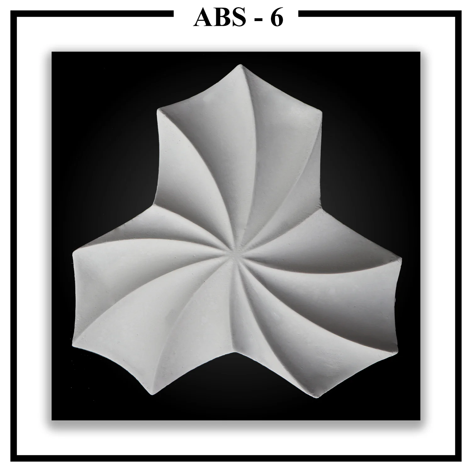 A single Luxture Abstract ABS-6 wall panel with a three-pronged spiral design creating a pinwheel effect.