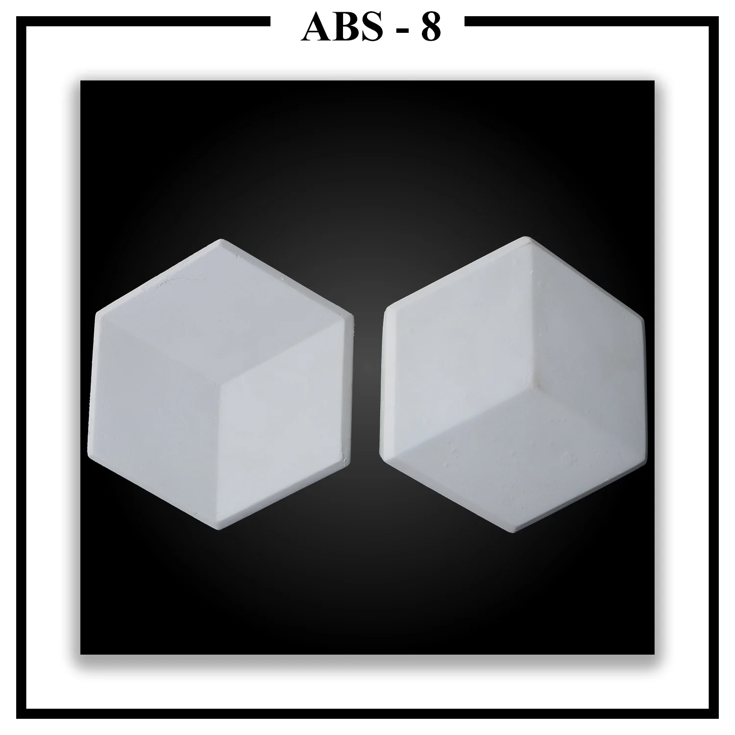 Two Luxture Abstract ABS-8 hexagonal wall tiles designed to create a 3D cube or isometric box illusion.