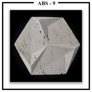A single Luxture Abstract ABS-9 hexagonal wall tile with a faceted design and a rough, pitted travertine texture.