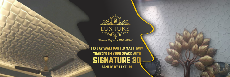 Luxture Signature 3D Wall Panels transforming a luxury interior space with a unique textured design.