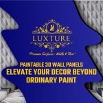 A bedroom scene showcasing textured, geometric Paintable 3D Wall Panels behind the bed.