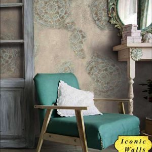 Textured wall with a repeating geometric pattern from Luxture's Iconic Walls collection.