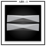 Two Luxture Abstract ABS-1 geometric wall panels with faceted surfaces, creating an hourglass shape against a black background.