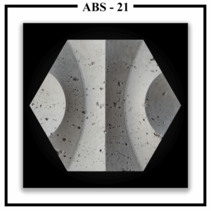 A single Luxture Abstract ABS-21 hexagonal panel featuring two large opposing concave curves and a rough, pitted texture.