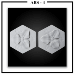 Two Luxture Abstract ABS-4 hexagonal wall panels, each featuring a raised 3D floral design in the center.