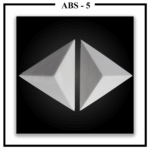 Two Luxture Abstract ABS-5 triangular pyramid 3D wall tiles placed point-to-point against a black background.