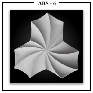 A single Luxture Abstract ABS-6 wall panel with a three-pronged spiral design creating a pinwheel effect.