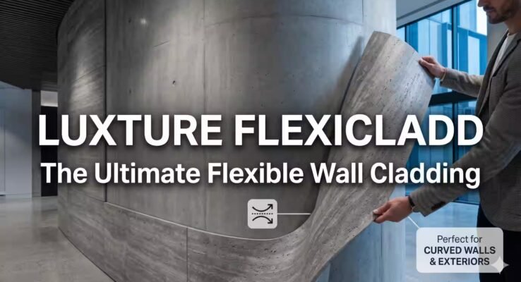 Luxture FlexiCladd flexible wall cladding applied on a curved pillar